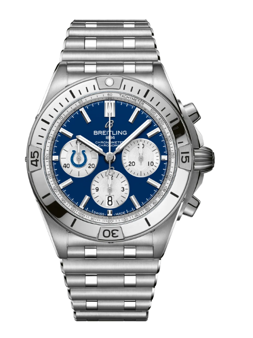 Review Breitling CHRONOMAT B01 42 NFL INDIANAPOLIS COLTS EDITION Replica Watch AB01342B1C2A1 - Click Image to Close